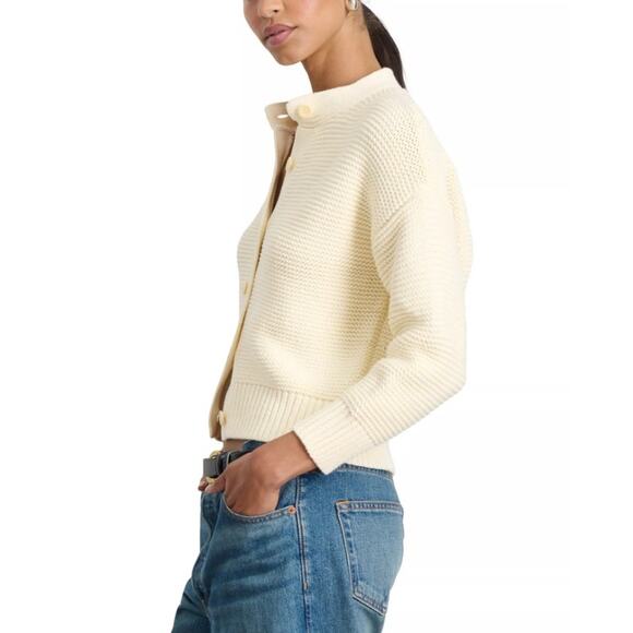 Alex Mill Women Ivory Cotton Texture Knit Nico Casual Crewneck Cardigan Size XS - Picture 2 of 7